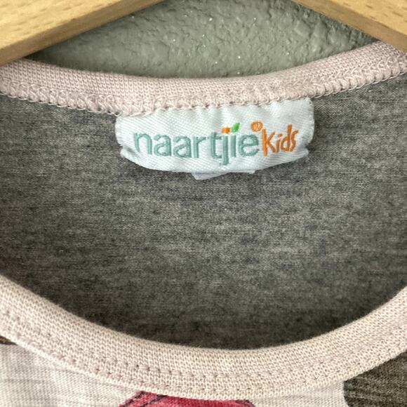 Naartjie Kids Long Sleeve Dots and Stripes Tunic - Gray Pink Brown - 12-18M - Picture 3 of 10